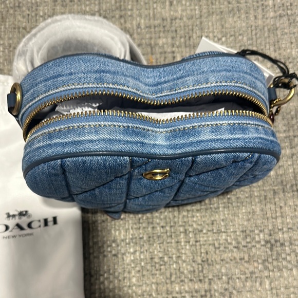 Heart-Shaped Quilted Denim Bag - Picture 6 of 8